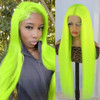 Aubree Fluorescent Green Wigs for Women Neon Green Long Straight Lace Front Synthetic Wigs with Baby Hair Glueless Heat