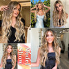 AISI QUEENS Long Blonde Wigs for Women Ombre Blonde Wavy Synthetic Curly Hair Wigs Natural Looking Middle Part Heat Resi