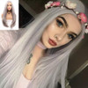 Silver Grey Lace Front Wigs for Women Long Silky Straight Real Hair Wig Natural Hairline Pre Plucked Glueless Lace Wig S