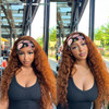 SOMIARIK Glueless Loose Curly Headband Wig Long Curly Bright Brown Wigs for Black Women None Lace Front Wigs Natural Hai