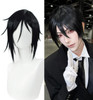 LABEAUT Anime Short Straight Black Wig with Bangs for Male Mens Spiky Cosplay Wig for Halloween Free Cap