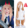 LABEAUT Orange Cosplay Power Wig Horns for Girls Women Anime Long Straight Halloween Party Hair Wig with Cap