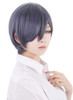 LABEAUT Short Male Gray Wig Males Cosplay Wig Anime Straight Blue Fluffy with Bangs Mens Halloween Party Hair Free Cap