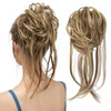 CJL HAIR Messy Bun Hair Piece Curly Hair Bun Extensions with Straight Tails Synthetic Hair Scrunchies Ponytail Hairpiece