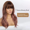 EMMOR Long Wavy Wigs with Bangs for Women 20 Inch Natural Curly Hair With Air Bang Synthetic Ombre Wigs Party Cosplay Da