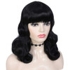 GT Wig Rockabilly Vintage Wigs for Women Short Black Wig with Bangs Shoulder Length Heat Resistant Short Curly Bettie Pa