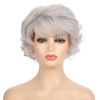 Kaneles Short Curly Grey Women Wigs Hair Old Lady Wig with Bangs Natural Synthetic Hair Heat Resistant Halloween Cosplay