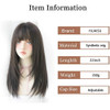 HUAISU Long Black Straight Hair Wig with Bangs Synthetic High Density Long Hair Wig for Women Black