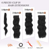 NAYOO Clip in Hair Extensions for Women 20 Inch Long Wavy Curly Natural Black Hairpieces Full Head Synthetic Hair Hairpi