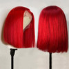 Red Bob Wig 180 Density Virgin Human Hair 13x4 Lace Front Short Cut 8inches Silky Straight Bob Wigs Bleach Knots for Wom