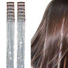 YOOONXI 12Pcs Hair Tinsel Clip in 196Inch Glitter Tinsel Hair Extensions Heat Resistant Shiny Sparkle Fairy Hair Tinsel