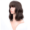 VCKOVCKO Short WaveWigs Natural Brown Wig With Air Bangs Womens Shoulder Length Curly Wavy Synthetic Cosplay Wig for Gir
