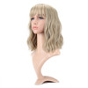VCKOVCKO Natural Blonde Wigs With Air Bangs for Women Womens Shoulder Length Curly Wavy Synthetic blonde wig with bang W