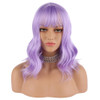 eNilecor Lavender Purple Wig Short Colorful colored Curly Wavy Synthetic Bob Wigs with Air Bangs 14 Natural Lilac Neon W