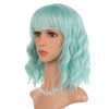 eNilecor Mint Green Wig with Air Bangs14 Short Curly Wavy Bob Wig for WomenShoulder Length Fun Wigs Synthetic Colorful W