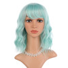 eNilecor Mint Green Wig with Air Bangs14 Short Curly Wavy Bob Wig for WomenShoulder Length Fun Wigs Synthetic Colorful W