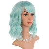 eNilecor Mint Green Wig with Air Bangs14 Short Curly Wavy Bob Wig for WomenShoulder Length Fun Wigs Synthetic Colorful W
