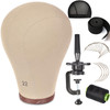 2124Inch Wig Head Cork Canvas Block Head Mannequin Head With Stand for Making Wigs 22 inch Brown