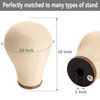 2124Inch Wig Head Cork Canvas Block Head Mannequin Head With Stand for Making Wigs 22 inch Brown