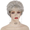 GNIMEGIL Short Ombre Curly Hair Wigs For Seniors Women Silver Grey Wig Old Lady Costume Grandma Gray Synthetic Elderly W