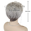 GNIMEGIL Short Ombre Curly Hair Wigs For Seniors Women Silver Grey Wig Old Lady Costume Grandma Gray Synthetic Elderly W
