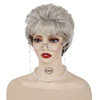 GNIMEGIL Short Ombre Curly Hair Wigs For Seniors Women Silver Grey Wig Old Lady Costume Grandma Gray Synthetic Elderly W