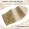 Blonde Clip in Hair Extensions Human Hair 15 Inch 60 Platinum Blond Real Human Hair Extensions Clips ins Thick Ends Soft