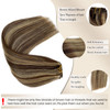 Clip in Hair Extensions Human Hair Highlighted Medium Brown and Caramel Blonde Real Human Hair Clip ins 15 Inch Full Thi