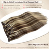 Licoville Hair Extensions Brown Blonde Clip in Hair Extensions Real Human Hair 18 Inch Soft Straight Medium Brown Human