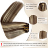 Licoville Hair Extensions Brown Blonde Clip in Hair Extensions Real Human Hair 18 Inch Soft Straight Medium Brown Human