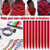 TOFAFA 22 inch Colored Hair Extensions Straight HairpieceColorful Hair Extensions Party Highlights Clip in Long Syntheti