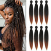 DIFUNEE Prestretched Braiding Hair 24 Inch 8 Packs Ombre Brown Long Braiding Hair For Twist or Box Braids Yaki Texture H