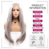 Kalisa Grey Lace Front Wig for Women Long Silky Straight Grey Natural Hairline Wig Heat Resistant Fiber Synthetic Gluele