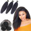 DAIMER Kinky Straight Human Hair 3 Bundles 100GPcs Yaki Straight Human Hair Bundle Unprocessed Brazilian Virgin Hair Ext