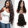 Voloria Left U Part Human Hair Wigs Natural Black Color Body Wavy Style Lace Front Wig with Baby Hair 130 Density 12inch