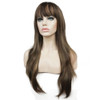 Aimole Womens Wig Long Straight Layered Wig Brown with Blonde Highlights Synthetic Wigs 24 Inches