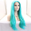 sylvia 24 Blue Mixed Green Wig for Women Long Natural Straight Curly Wavy Hair Wig Synthetic Lace Front Wigs Middle Part