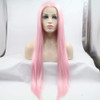 Melody Long Silky Straight Wigs Pink Wigs Synhetic Lace Front Wigs Baby Pink Hair Heat Resistant Fiber Hair For Women Co