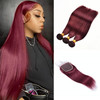 99j Burgundy human hair Straight Hair 20 22 24 with 20closure 8A Brazilian Virgin Hair 99j Burgundy Straight Hair Weaves