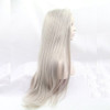 xiweiya Long Straight Silver Platinum Blonde Lace Front Lace Wigs Synthetic Ash Blonde Straight Heat Resistant Fiber Wig