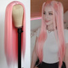 xiweiya Light Pink Wigs Long Silky Straight Pink Synthetic Lace Front Wigs Middle Part 4x1 Lace Wig for Women 150 Densit