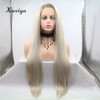 Xiweiya Ombre long blonde silky straight synthetic lace front wigs with Light Roots for women Drag Queen with Heat Resis