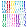 SWACC 22 Pcs Colored Party Highlights Clip on in Hair Extensions For Women MultiColors Hair Streak Synthetic Hairpieces