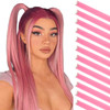 FELENDY 12 PCS Colored Clip in Hair Extensions Highlight Straight Wavy Color Hairpieces Synthetic for Women Pink