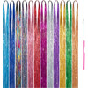 Sparkling Shiny MultiColors Hair Tinsel Strands 12 Colors 2800 Strands Colored Party Highlights Glitter Bling Synthetic
