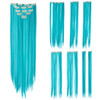SWACC 7 Pcs Full Head Party Highlights Clip on in Hair Extensions For Women Colored Hair Streak Synthetic Hairpieces 22I