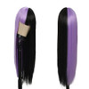 Kaneles Half Purple Half Black Wig Long Straight Hair with Bangs for Women Cosplay Natural Wig for Cosplay Party Hallowe