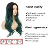 Tseses Green Wig Long Wavy Curly Wigs for Women Ombre Dark Green Synthetic Hair Wigs Dark Roots Hair Women Wig Cosplay H