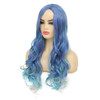 Dai Cloud Mermaid Wig Ombre Blue Mixed Lilac Grey Wigs for Women Long Curly Wavy Middle Part Hair Colorful Wigs for Hall