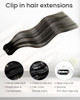 LaaVoo Human Hair Clip in Ombre Off Black to Silver Grey Hair Extensions Clip ins Black Balayage Clip in Hair Extensions